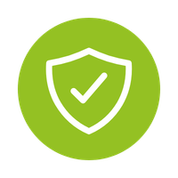 Icône bouclier avec coche représentant la sécurité et la garantie des volets Yzéa