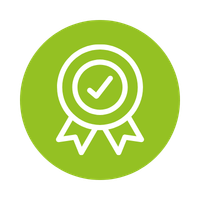Icône médaille avec coche représentant la qualité et la certification des volets Yzéa