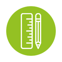 Icône règle et crayon représentant la conception sur mesure des volets Yzéa